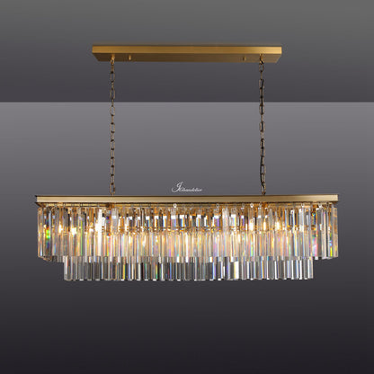 1920s Odaon Art Deco Rectangular Chandelier 40"