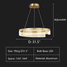 1Ring:D31.5" chandelier,chandeliers,aluminum,gold,adjustable,Acrylic lampshade，dining table,round,ring,circle,round table,big table,long table,light fixture,living room,bar,cafe,dining room,foyer,entryway