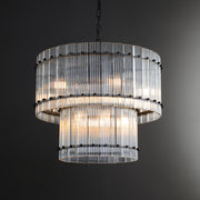 Cassius Modern Glass Two-Tier Chandelier For Living Room Foyer Chandelier