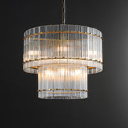 Cassius Modern Glass Two-Tier Chandelier For Living Room Foyer Chandelier