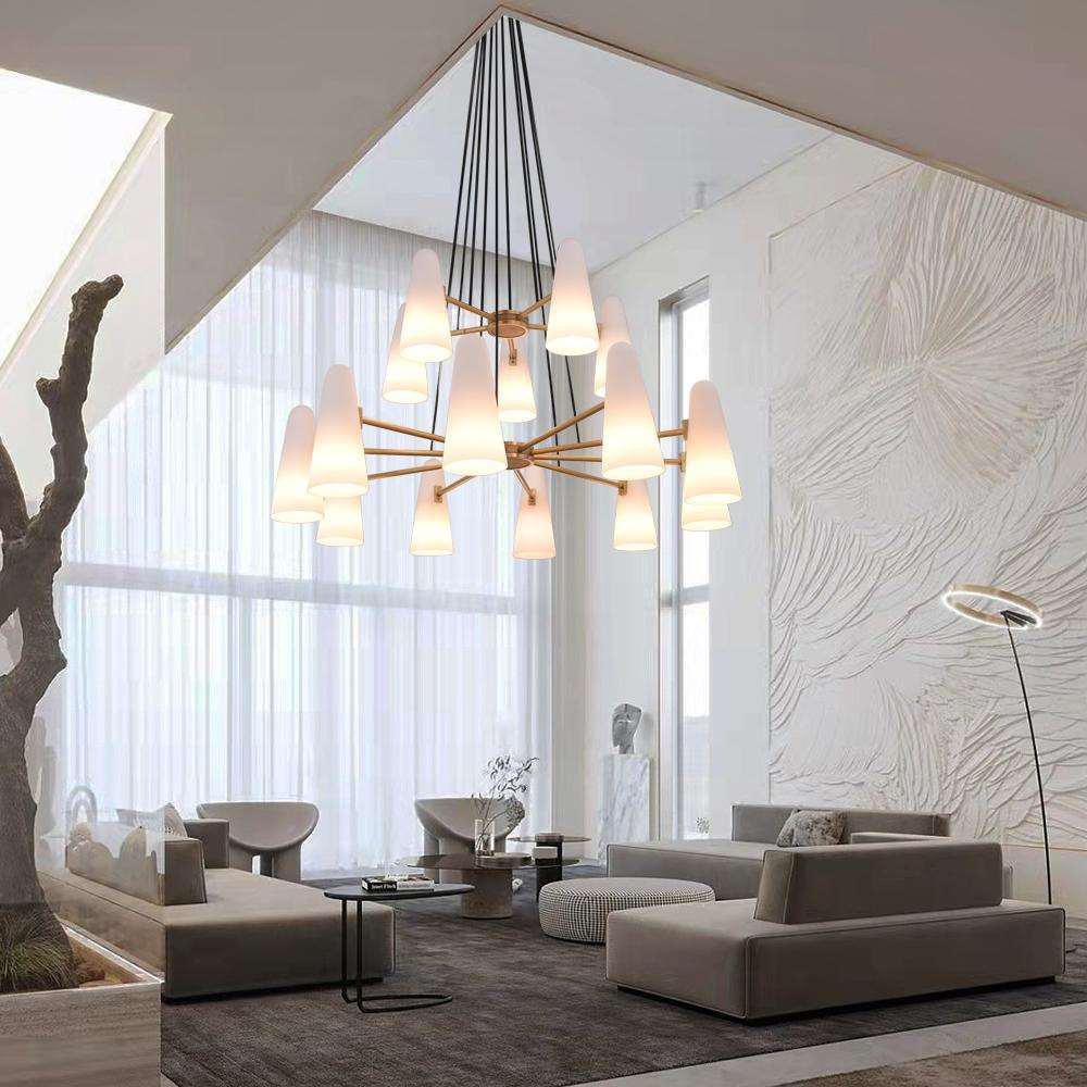2 - Tier White Porcelain Round Chandelier - Blushlighting