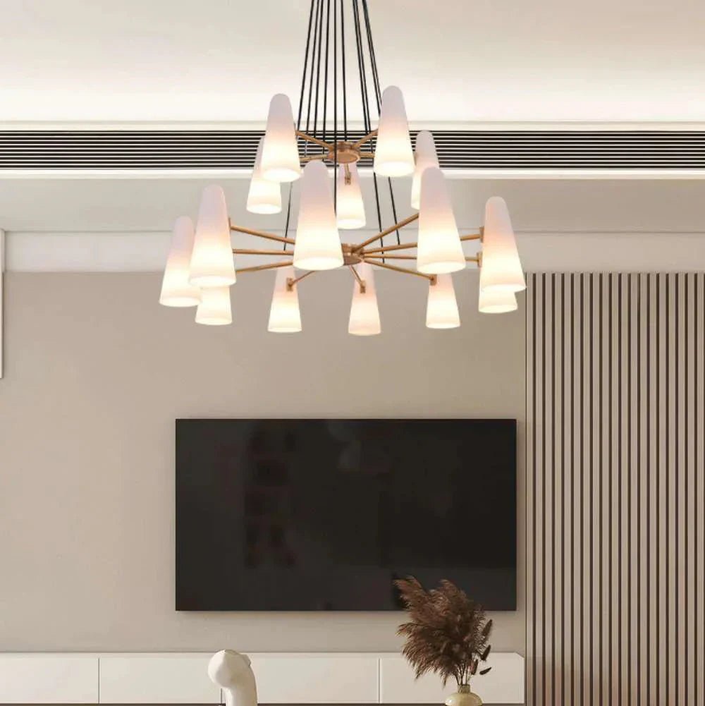 2 - Tier White Porcelain Round Chandelier - Blushlighting