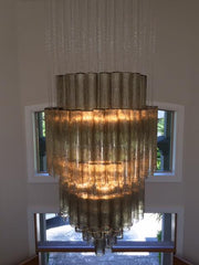 Luxury Italian Style Tubular Glass Chandelier With Chrome Finish