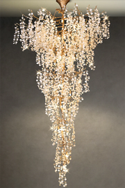 Modern Unique Artistic Flower Brass Branch Semi-flush Mount Chandelier for Living Room/ Hallway/ Entryway/ Staircase