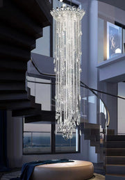 Light Luxury Crystal Tassel Pendant Chandelier Indoor Light Fixture for  Staircase/High-Ceiling Lobby/Loft