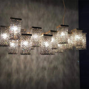 Large Adventurous Modern Rectangle Crystal Pendant Chandelier for Dining Room