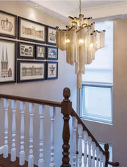 Oversized Stainless Steel Long Tassel Pendant Chendelier for Large Living Room/Staircase/Villa