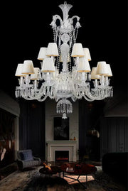 Large Light Luxury Classic Tiered Crystal Candle shaded Chandelier for High-ceiling Rooms/Living Room