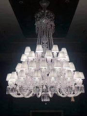 Large Light Luxury Tiered Crystal Pendant shaded Chandelier for High-ceiling Rooms