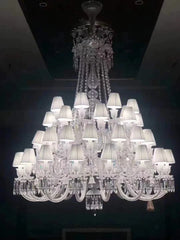 Large Light Luxury Classic Tiered Crystal Candle shaded Chandelier for High-ceiling Rooms/Living Room