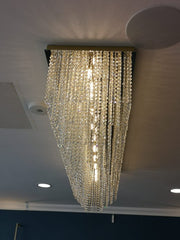 Oversized Modern Tiered Crystal Flush Mount Chandelier for Large Space