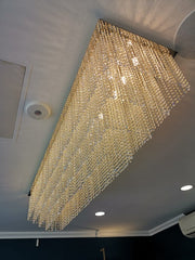 Oversized Modern Tiered Crystal Flush Mount Chandelier for Large Space