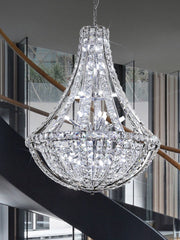 Oversized Long Luxury Empire Crystal Pendant Chandelier for Staircase/Big Hallway/Hotel Lobby