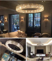 Stunning Oversized Modern Ring Pendant Light/Round Crystal Chandelier for Living/Dining Room/Bedroom