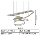 D47.2"*H23.6" Elegant Restaurant Rings Crystal Chandelier Foyer Living Room Ceiling Pendant Light Fixture