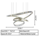 D59.1"*H27.6" Elegant Restaurant Rings Crystal Chandelier Foyer Living Room Ceiling Pendant Light Fixture