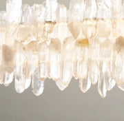 Model Natural Crystal Stone Long Dining Pendant Chandelier for Dining Room/Kitchen Island/Study