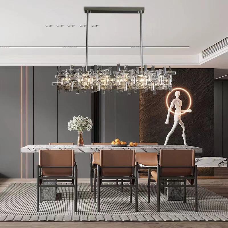 Extra Large Art Irregular Block CBUlection Crystal Pendant Chandelier Suit for Living/Dining Room