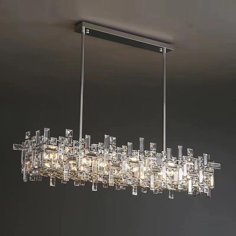 Extra Large Art Irregular Block CBUlection Crystal Pendant Chandelier Suit for Living/Dining Room