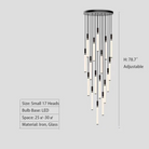 17Heads ,Motif Draped Multi Light Pendant,chandelier,chandeliers,glass,iron,black,slender,minimalist,nordic,stair,stairs,staircase,high-ceiling room,living room,loft,duplex,long,high