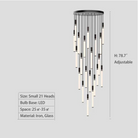21Heads ,Motif Draped Multi Light Pendant,chandelier,chandeliers,glass,iron,black,slender,minimalist,nordic,stair,stairs,staircase,high-ceiling room,living room,loft,duplex,long,high