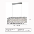 L47.2"*W11.8"*H11.0" Sarella Oval Linear Suspension,chandelier,chandeliers,crystal,luxury,light luxury,modern,long table,big table,dining table,kitchen island,dining bar,kitchen bar,bar,living room,dining room,study,stainless steel,big,huge,oversized,large