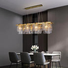 Light Luxury Irregular Glass Slice Chandelier Suit in Brass Finish for Living Room/ Ding Room/ Bedroom, glass, round, rectangle, gold