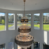 3-Layer Tiered Smoky Gray&Clear Crystal Chandelier