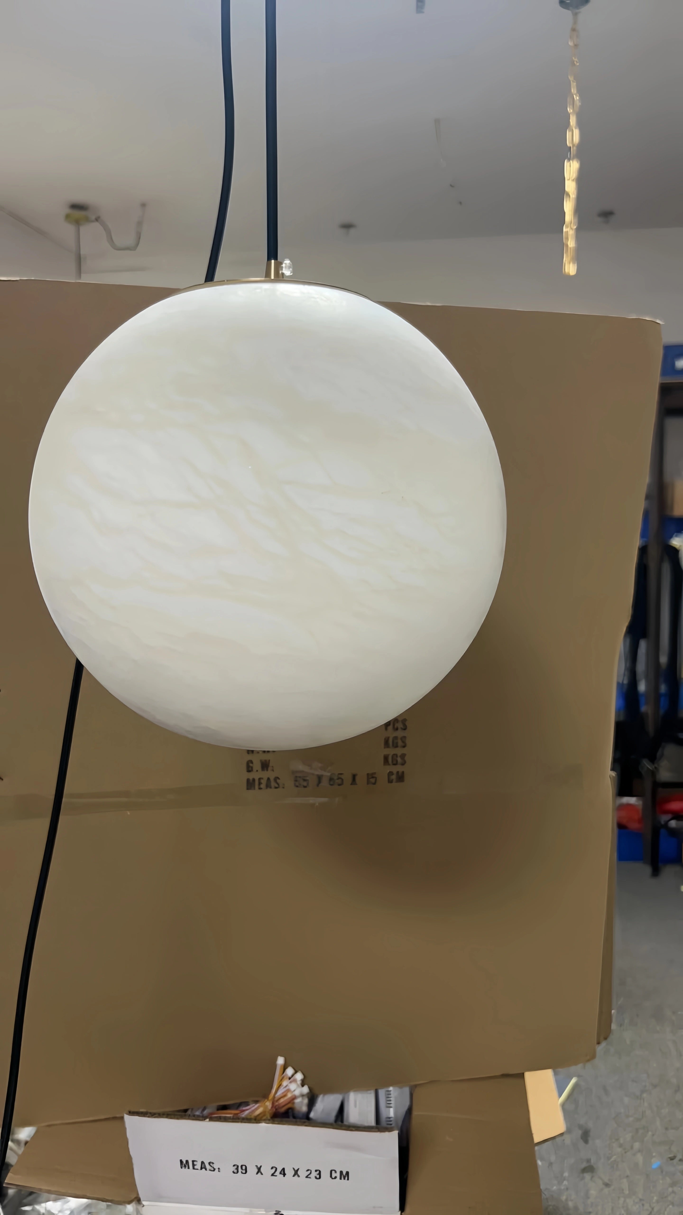 Alabaster Spherical Pendant Light-Blushlighting