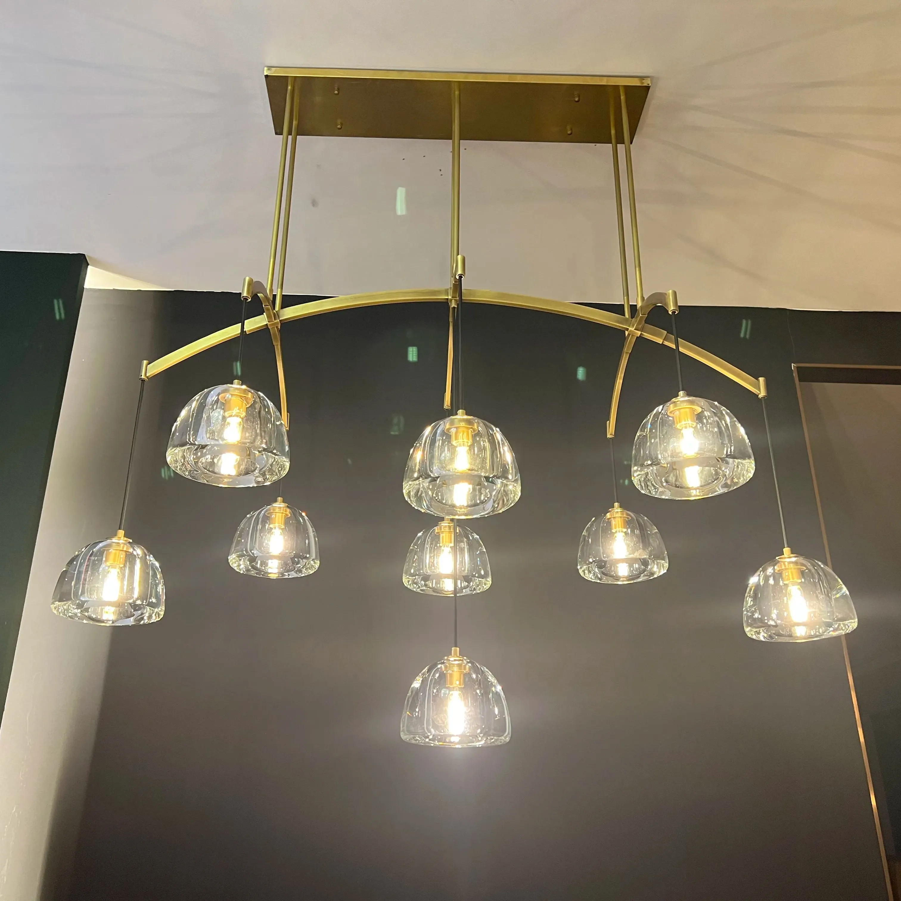 Hemispheae Modern Glass Linear Chandelier 54'' 72''