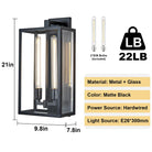 21" Gold Outdoor Wall Sconce with Glass Shade - BlackBlushlighting