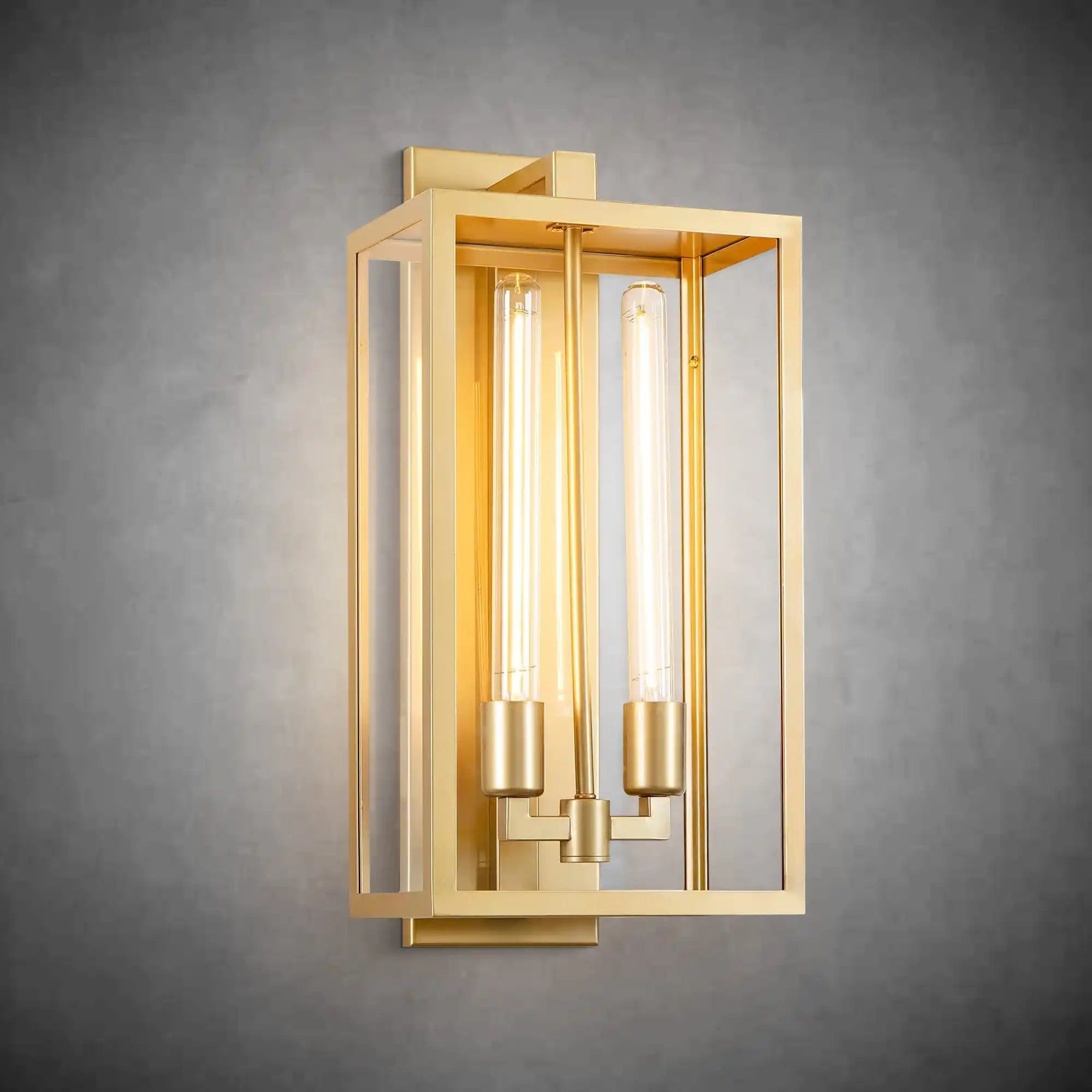 21" Gold Outdoor Wall Sconce with Glass Shade - GoldBlushlighting