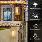 21" Gold Outdoor Wall Sconce with Glass Shade, Waterproof - 21" - Gold - 1packBlushlighting