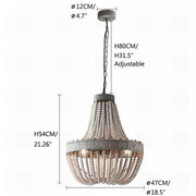 Blushlighting® Retro loft vintage rustic round wooden beads pendant lamp for living room, hotel, kitchen Dia21.3