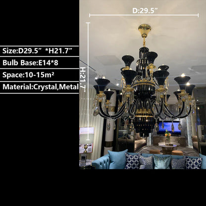 American Traditional Branch Crystal Chandelier with Candle Design in Black and GBUd