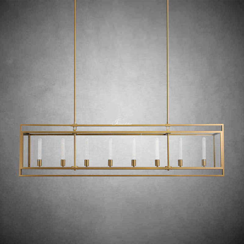 Baker Glass Lantern Rectangular Chandelier 54"