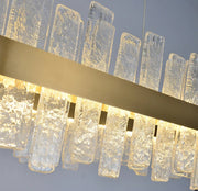 Blushlighting® Rectangular frosted matte glass hanging Led chandelier for living room, bedroom