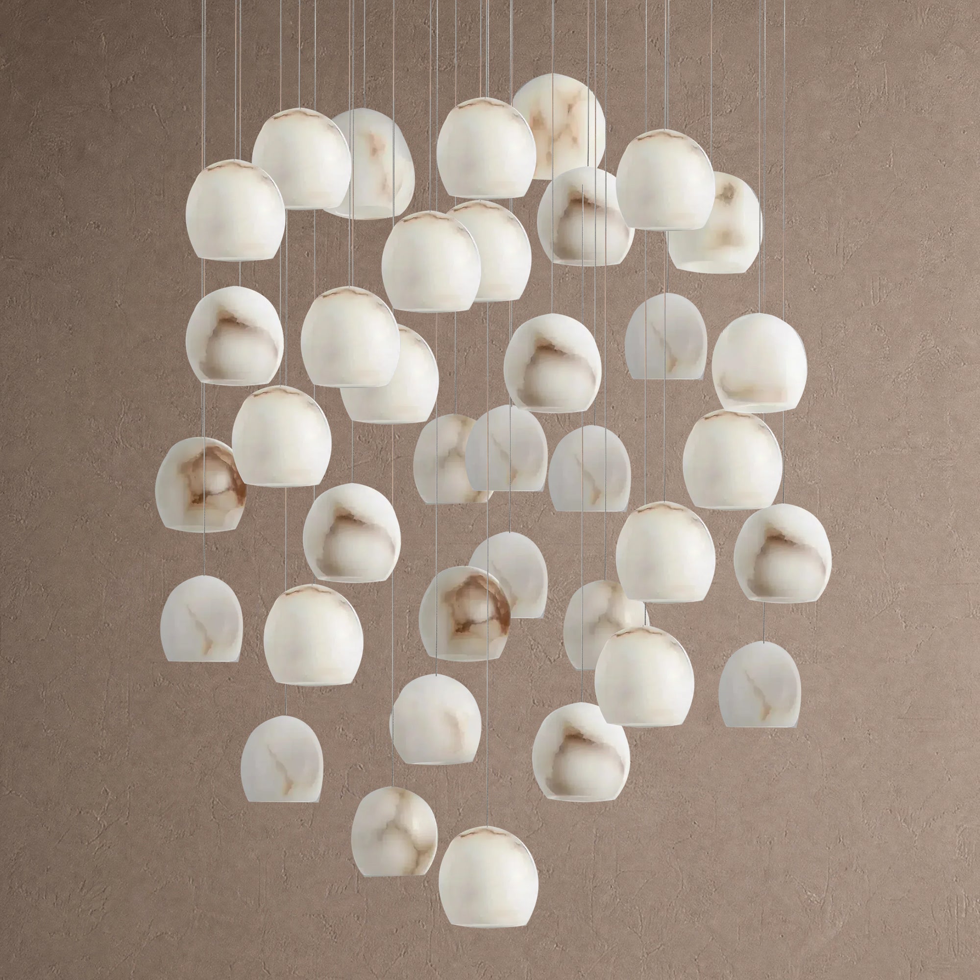 Arica Round Alabaster Chandelier Light in white - bedroom lighting
