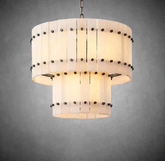 Sun Marcus Alabaster Round Tiered Chandelier