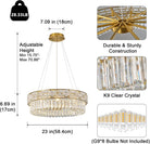 23" Gold Crystal 8 - Light Round Chandelier for Elegant Interiors - Round D23"Blushlighting