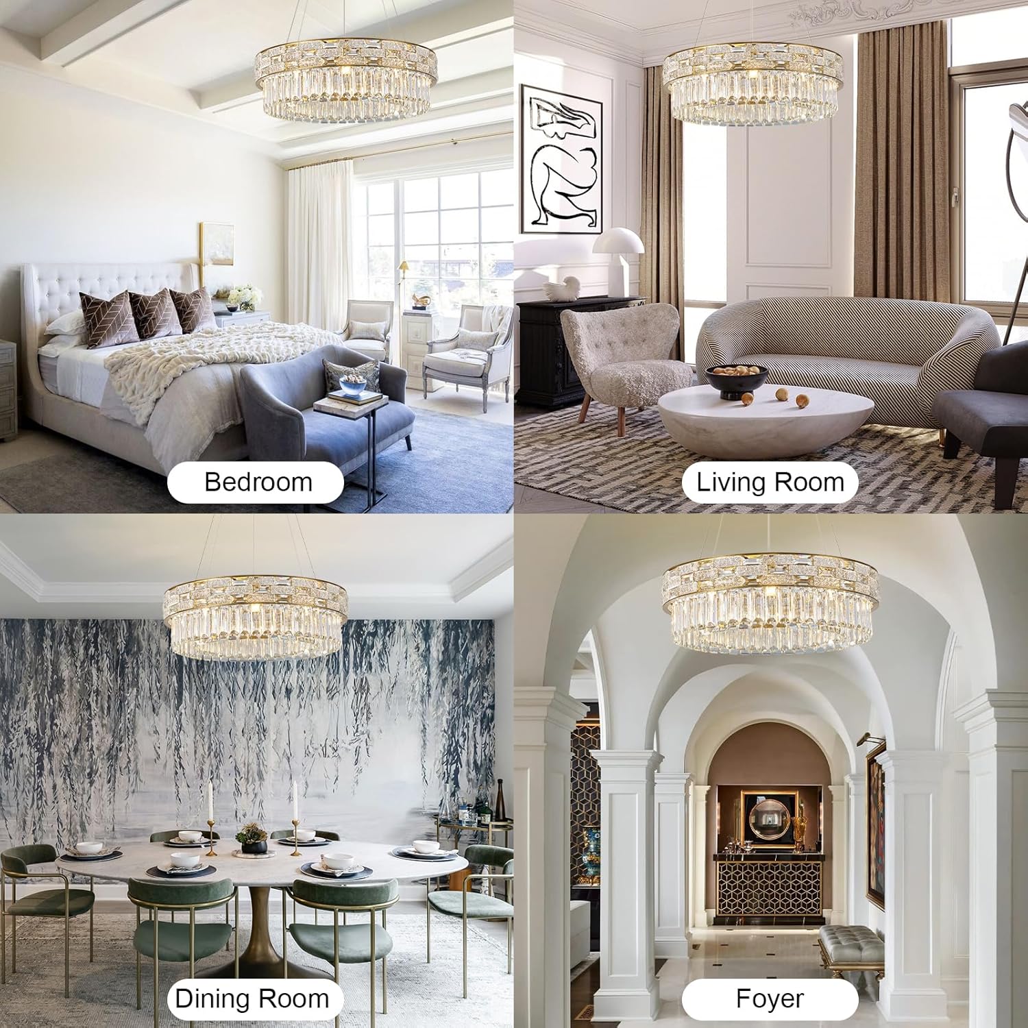 23" Gold Crystal 8 - Light Round Chandelier for Elegant Interiors - Round D23"Blushlighting