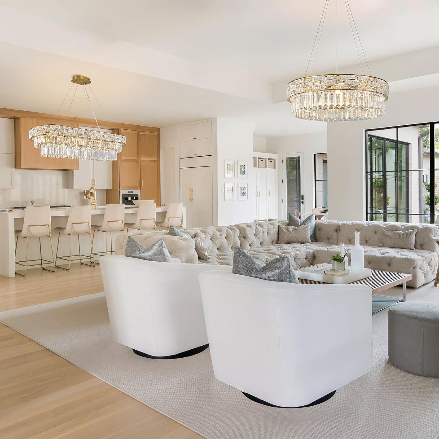 23" Gold Crystal 8 - Light Round Chandelier for Elegant Interiors - Round D23"Blushlighting