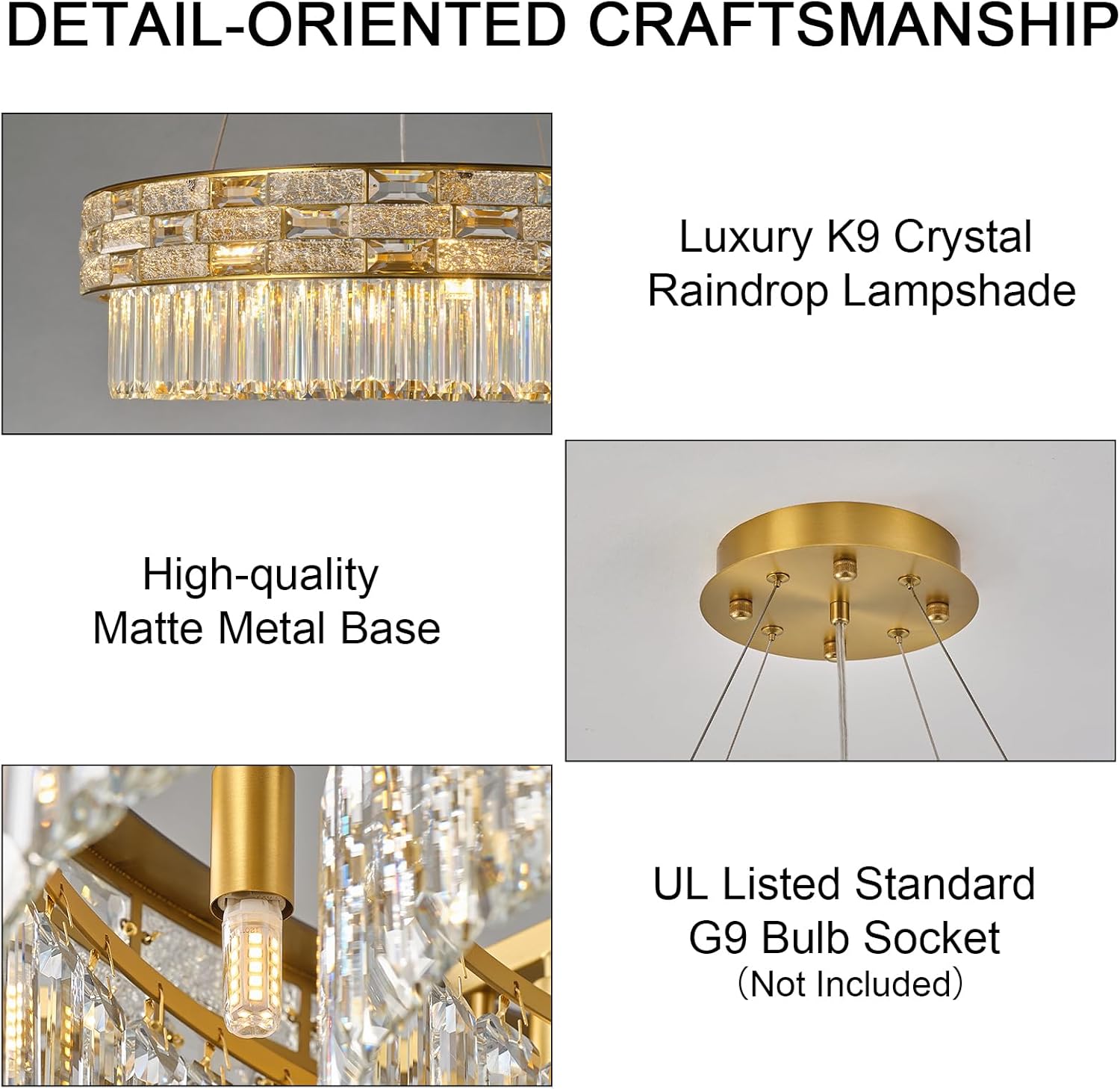 23" Gold Crystal 8-Light Round Chandelier for Elegant Interiors