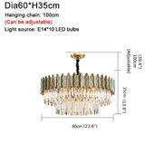 Blushlighting® Gold/Black Crystal Modern LED Chandelier For Living Room, Dining Room