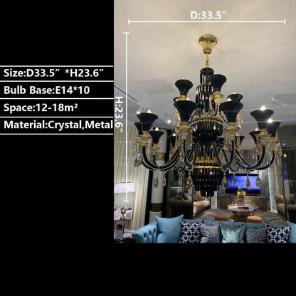 American Traditional Branch Crystal Chandelier with Candle Design in Black and GBUd