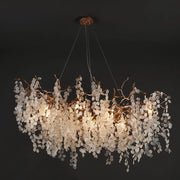 Modern Branch Chandelier Light With Clear Small Round Leaves