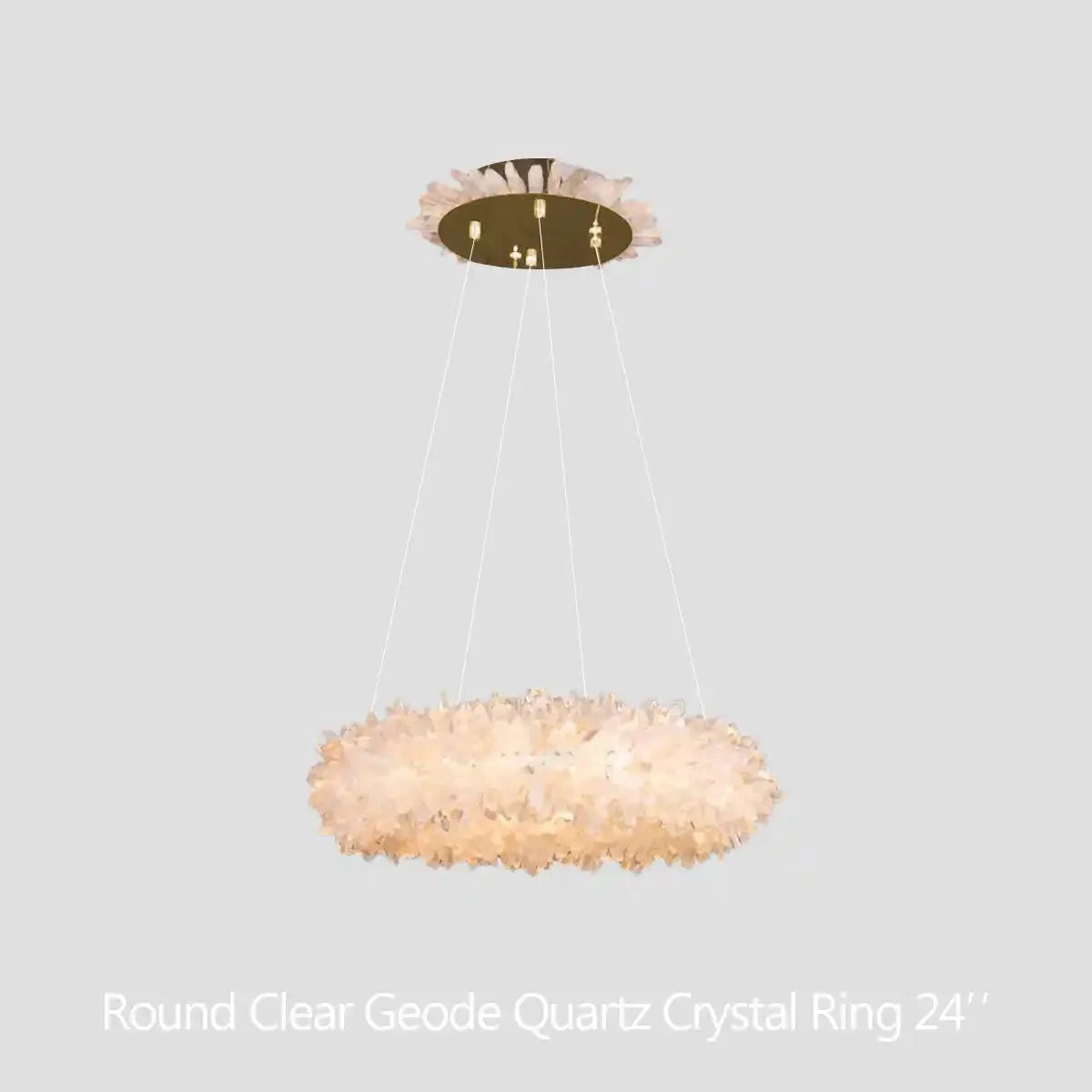 24 - 47 Inch Round Clear Geode Quartz Crystal Ring Pendant Light Modern Chandelier for Living Room - Blushlighting