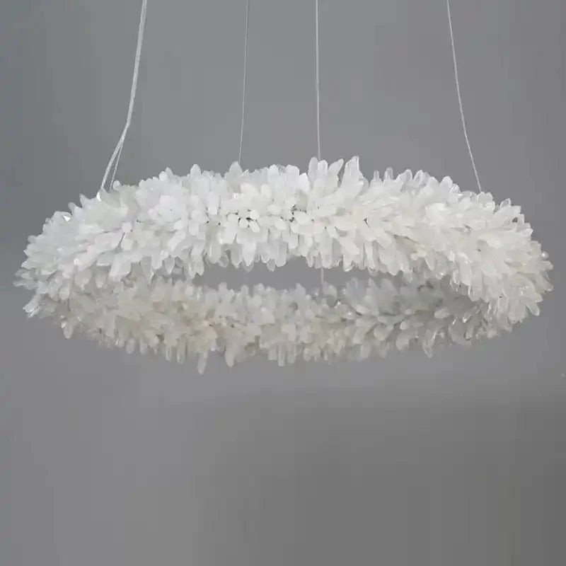 24 - 47 Inch Round Clear Geode Quartz Crystal Ring Pendant Light Modern Chandelier for Living Room - Diam 40''BrassBlushlighting