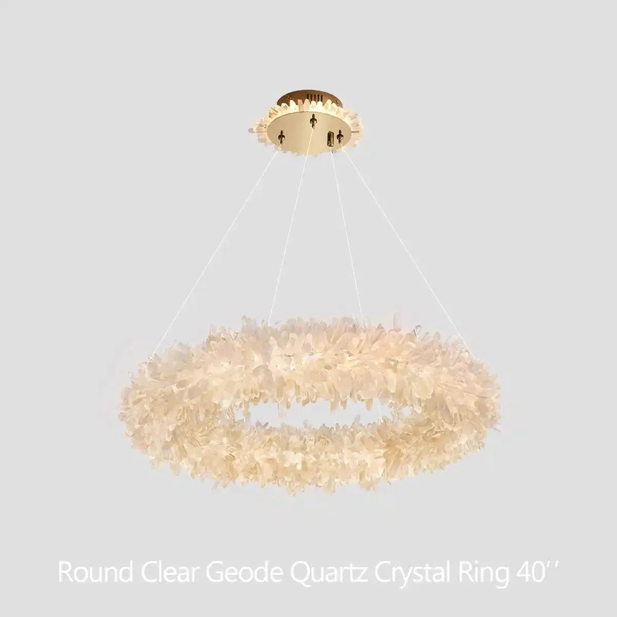 24 - 47 Inch Round Clear Geode Quartz Crystal Ring Pendant Light Modern Chandelier for Living Room - Blushlighting