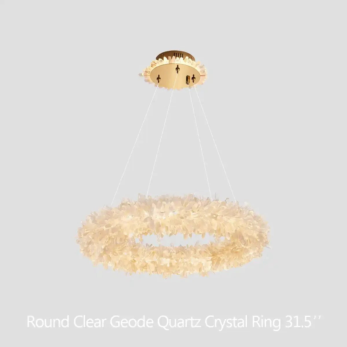 24 - 47 Inch Round Clear Geode Quartz Crystal Ring Pendant Light Modern Chandelier for Living Room - Blushlighting